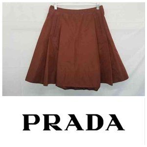 Vintage Prada Pleated Silk Skirt AUBURN Size Italian 40 Rare A Frame